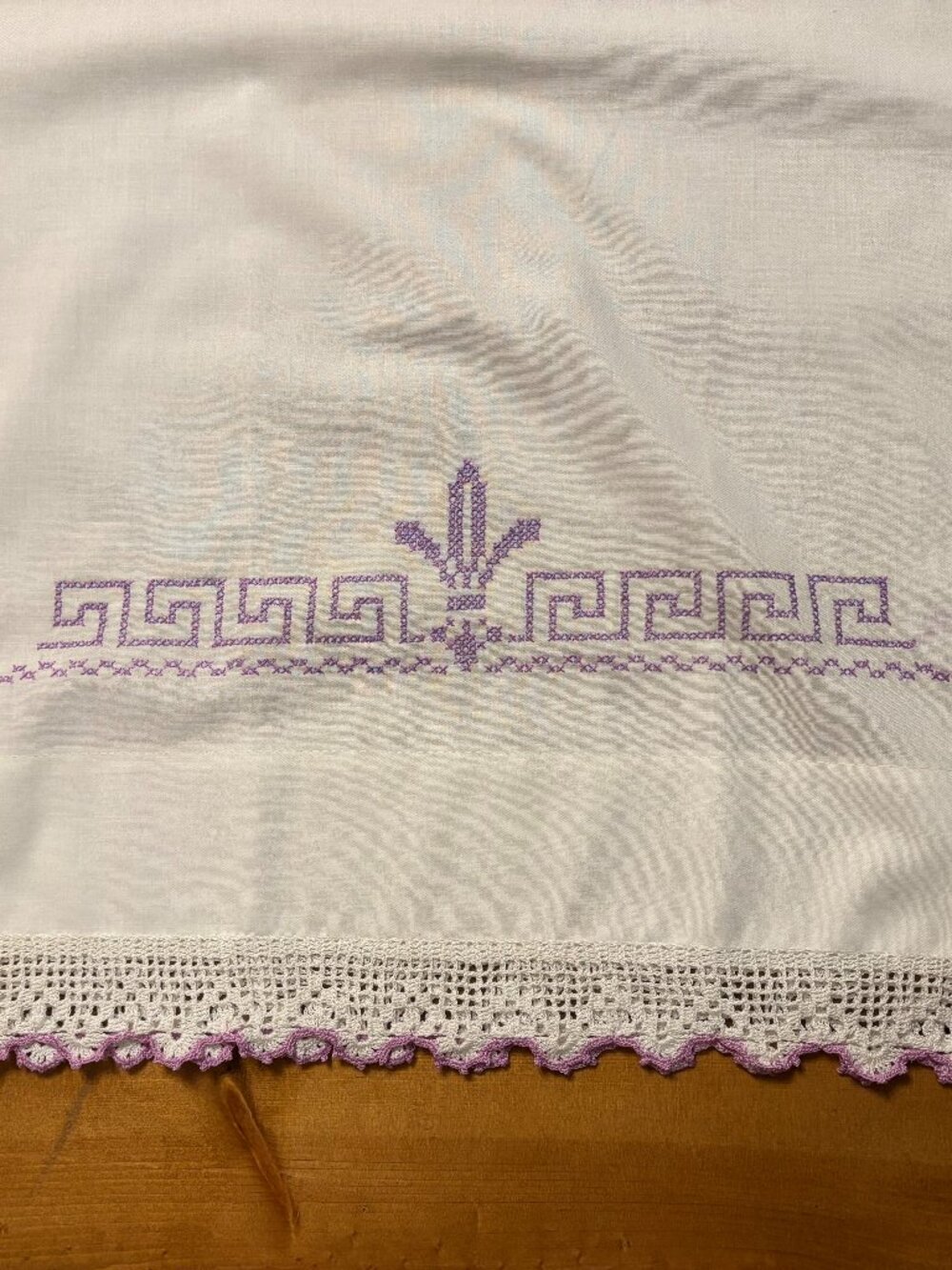 2 King Size Hand Embroidered Pillowcases